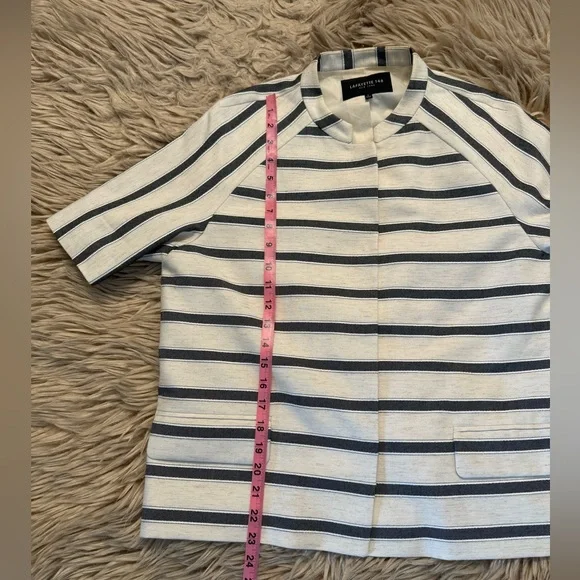 SALE! Lafayette 148 New York Striped Short Sleeve Jacket size Large - Picture 14 of 14